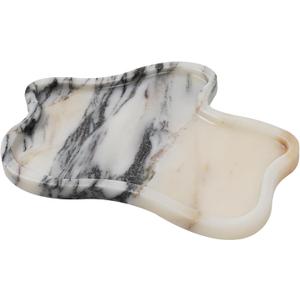 Marble Tray, Marble Vanity Tray 10.8" x 8", Bathroom, Decor for Trinket Perfume Jewelry Candle, White Marble Purple Veins, 11 Inch Cloud
