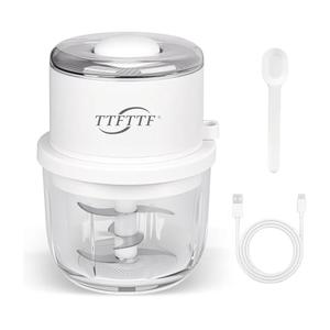 TTFTTF Electric Garlic Chopper, 350ML Glass Bowl Mini Food Processor, Portable Veggie Chopper Onion Garlic Grinder, Wireless Blender for Ginger, Chili, Fruit, Meat, etc