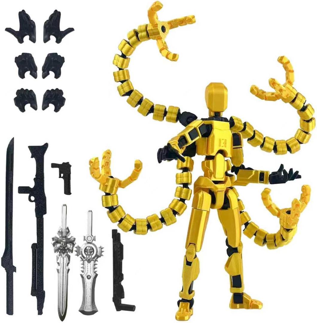 T13 Already Assembled Action Figure Accessories,T13 Multi-Jointed Movable,for Collectors Desktop Decorations t-13 Movability 3D Printed Toys (Yellow, 5.5inch)