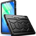 Poetic TurtleSkin Case for Samsung Galaxy Tab S10 FE (2025)/ Tab S9 FE | Fan Edition (2023) 10.9 inch Case with S Pen Holder, Heavy Duty Shockproof Kids Friendly Protective Silicone Cover, Black