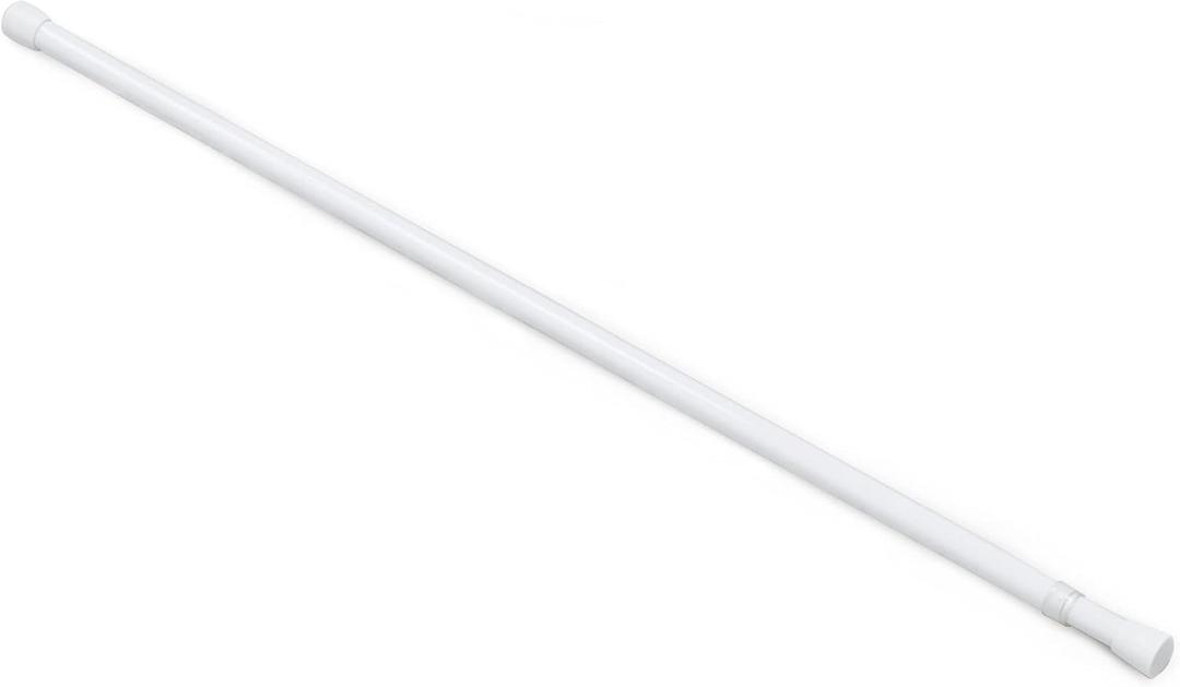 Fantasia Spring Tension Curtain Rod for Windows, 28"- 48" Adjustable Width, 5/8" Diameter - Brass - Tension Mount Telescoping Rod Easy to Install Tool-Free Installation