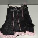 OYOANGLE Women's 4 Piece Garter Lingerie Set Lace Mesh Sheer Bow Knot Babydoll Underwire with Stockings (Large, Black)