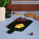 The Fine Living Co. Black Charcuterie Board, Paddle Board with Long Handle, Mango Wood Serving Board, Black Cutting Board, Serving Platter for Meat, Pizza, Food-Grade Wooden Serving Trays, 16x8