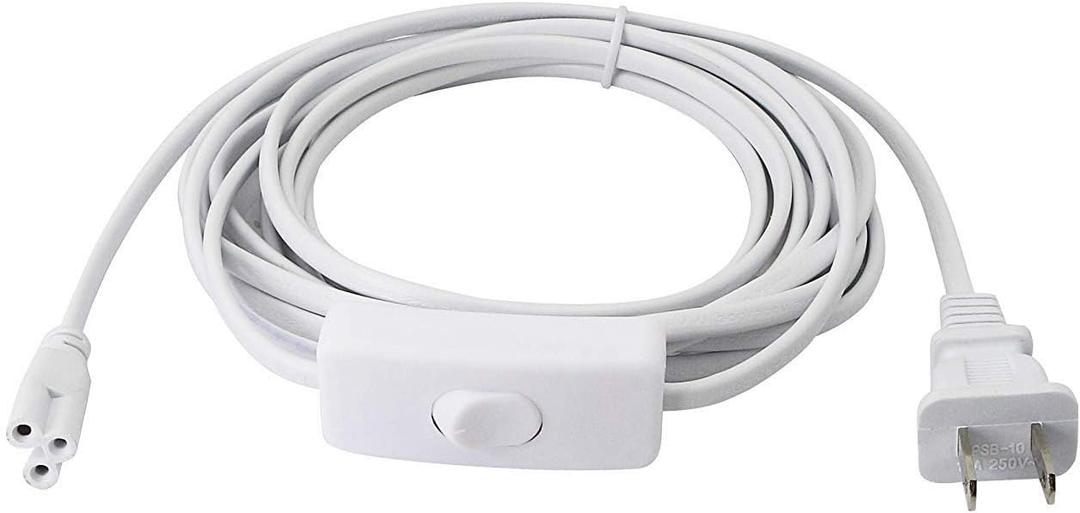 T5 T8 LED Wire Connector Power Cord - Extension Cord with On/Off Plug for LED T5 T8 Light Tube (3M/10Ft 3pin)