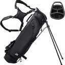 Golf Lightweight Stand Carry Bag  5lbs, 4 Way Dividers, Comfortable Strap, Rain Hood, for Men & Women (Black)