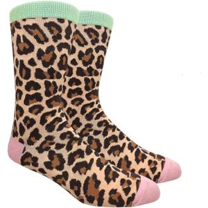 SOCKZ-88 - Mens Novelty Leopard Print Socks (One Size, Taupe Black)