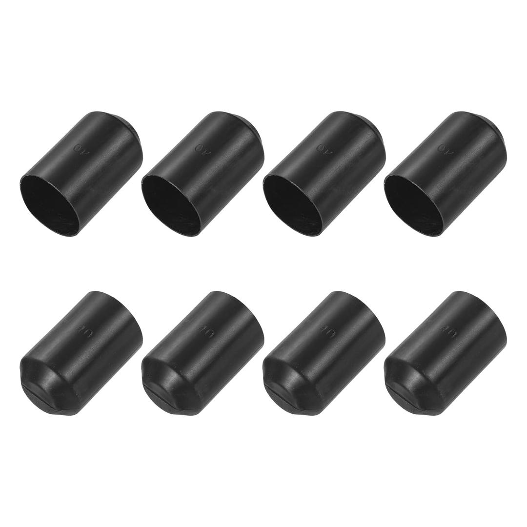MECCANIXITY 8Pcs Heat Shrink End Cap 40mm ID x 60mm L 1.5:1 Ratio Heat Shrink Tubing Caps Lined Sealed Waterproof Adhesive for Electrical Wire Cable, Black