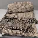 Soft Textured Rustic Blanket Throw with Tassel, Multi-Color Knitted Cozy Farmhouse Throw Blanket for Couch Sofa Chair Bed Office Home Dcor, Beige Brown Tan, 60" x 80"