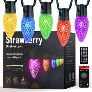 Minetom Smart C9 Christmas Lights Outdoor, 100 LED 99FT Christmas Color Changing Fairy Lights App Control, Music Sync, 105 Preset Modes, Connectable RGB C9 String Lights for House Indoor Xmas Decor