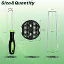 FEED GARDEN 6 Inch 100 Pcs Galvanized Landscape Staples 100 Pcs Gaskets Pick Hook Garden Stakes 11 Gauge Anti-Rust Landscaping Fabric SOD Pins U Shaped Yard Turf Stakes for Weed Barrier Fabric