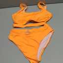 Blooming Jelly Women's High Waisted Bikini Sets High Cut Bathing Suits Two Piece Sporty Cut Out Swimsuits(Medium, Orange)
