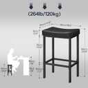 HOOBRO Bar Stools,Set of 4 Bar Chairs, Counter Height Stools, Saddle Barstools, Set of 4 Kitchen Stools, 24.8 Inches Barstools, 2.4" Thick Upholstery, for Kitchen, Dining Room, Black BB10BYP401, 16.5"L x 11.8"W x 24.8"H