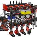 Power Tool Organizer Wall Mount with Charging Station - 6 Drill Holders - Heavy Duty Modular Rack for Garage, Tool Storage Organizer - Gifts for Dad, Men, Husband, Anniversary, Fathers Day