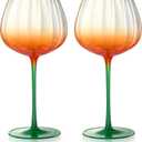 Singhoow 2 Pcs Halloween Pumpkin Goblet 20 oz Orange Fall Glasses Cocktail Cups for Autumn Thanksgiving Halloween Party