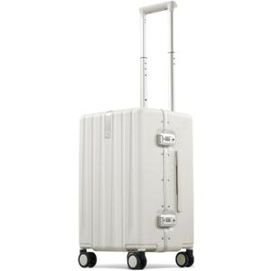 Hanke Premium 20 Inch Zipperless Carry-On Luggage, Aluminum Frame Hard Shell PC Suitcase with TSA Lock, Water-Resistant, 8 Quiet Spinner Wheels for Short Business Trips & Weekend GetawaysWhite
