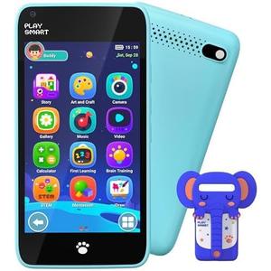 MOMILLA Kids Toys Phone, 3.97" Touchscreen Christmas Birthday Gifts, Toddler Toys Phone with Music Player Puzzle Games 16 GB Storage Alarm Kids Toys for Ages 3-12 Kids (Front Camera Only) (Dark Blue)