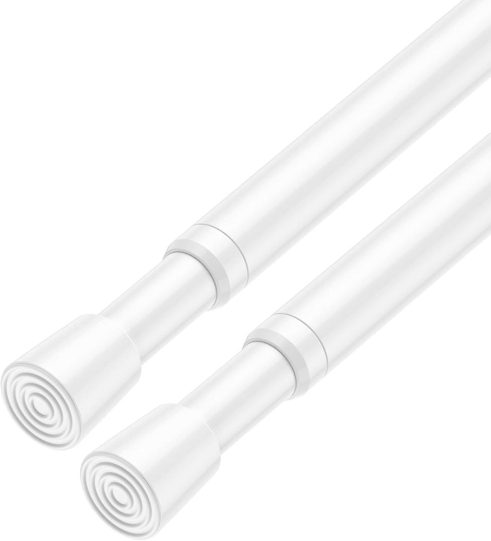 2Pack Tension Curtain Rod for Window 26 to 46 Inch Adjustable Spring Loaded Curtain Rods No Drilling Spring Tension Rods for Curtain Door Doorway Closet Kitchen Bathroom, White