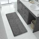 Yimobra Luxury Bathroom Rugs, Fluffy Bath Mats, Non Slip, Water Absorbent Microfiber, Machine Washable, Plush Runner Shower Rug, Thick Mat for Bathroom Floor/Tub, 56"x 24", Light Gray and Black Gray