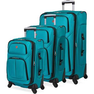 SwissGear Sion Softside Expandable Roller Luggage, Teal, 3 Piece Set (21/25/29)
