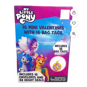 My Little Pony Valentine Kiddie Cards with Bonus Bag Tags, Purple, Blue, 16 Count 4 Packs