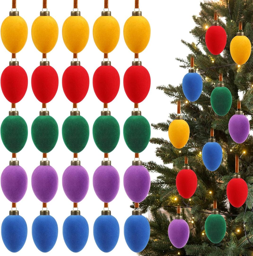 15 Pcs Christmas Velvet Balls Bulk C9 Flocked Christmas Tree Ball Ornaments Plastic Shatterproof Xmas Decorative Hanging Home Ornaments for Xmas Tree Party Holiday Decor (2.36'',Rainbow)
