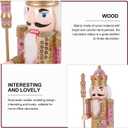 Pink Nutcracker Christmas Decor:12Inch Nutcracker Ornament King Soldier Figures Traditional Wooden Christmas Decorations for Shelves and Tables Tabletop Indoor Collectible Ornament