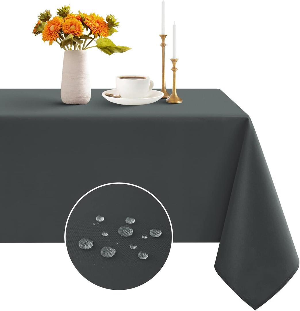 Romanstile Rectangle Tablecloth - Waterproof and Wrinkle Resistant Washable Polyester Table Cloth for Kitchen Dining/Party/Wedding Indoor and Outdoor Use (60 x 102 inch, Dark Grey)