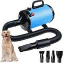 Dog Dryer for Pet Grooming, High-Velocity Force Blow Dryer, Speed Temperature Adjustable Dog Blower Grooming Dryer with 4 Nozzles