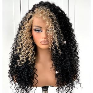 13x6 Skunk Stripe Curly Wig Wear And Go Glueless Wig Pre-Plucked Synthetic Lace Front Wig Pre-Cut Afro Kinky Layred Wig With Natural Hairline 18 Inch (13x6, Skunk Stripe)