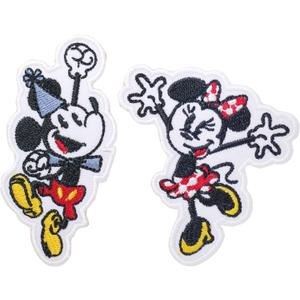 2 Pcs Mickey Party Patches Iron on Embroidered Badge Saw On Patch for Jeans, Clothing, Bags, Jackets, Caps