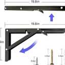 20 Inch Folding Table Hinge, 2Pcs Collapsible Shelf Brackets for Foldable Shelf, Wall Mounted Space-Saving Folding Table Brackets
