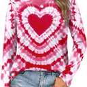 Valentine Shirts for Women Love Heart T Shirt Long Sleeve Valentines Gift Shirt Casual Tee Tops (Medium)