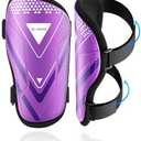 Shin Guards Soccer Kids Youth, CE Certified Airsfish Shin Guard Protection Gear for 2-18 Years Old Boys Girls Teenagers High Impact Resistant Breathable Comfortable 1 Pair 4 Sizes (XX-Small, Purple)
