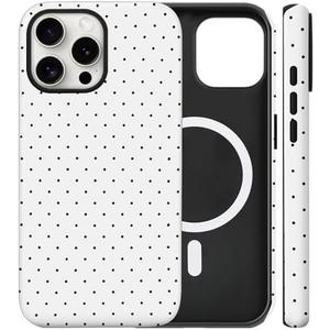 flewfun Magnetic for iPhone 13/14 Case Cute Polka Dot Phone Case, Shockproof Slim TPU and Hard PC Protective Phone Cover Compatible with MagSafe Designed for Women Girls, White
