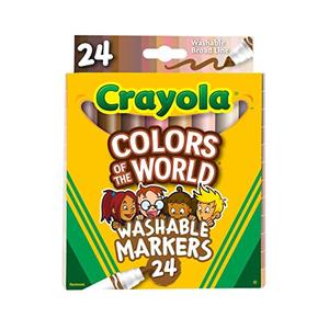Crayola Colors of The World Markers (24 Count), Skin Tone Markers for Kids, Coloring Book Supplies, Skin Colored Markers, Gifts for Kids