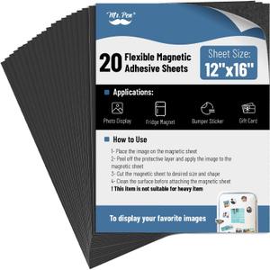 Mr. Pen- Adhesive Magnetic Sheets, 12" x 16", 20 Pack, Cuttable Magnets Flexible Magnet Sheets with Adhesive for Crafts Photos, Classroom Decorations, Easy Peel and Stickers for Planning