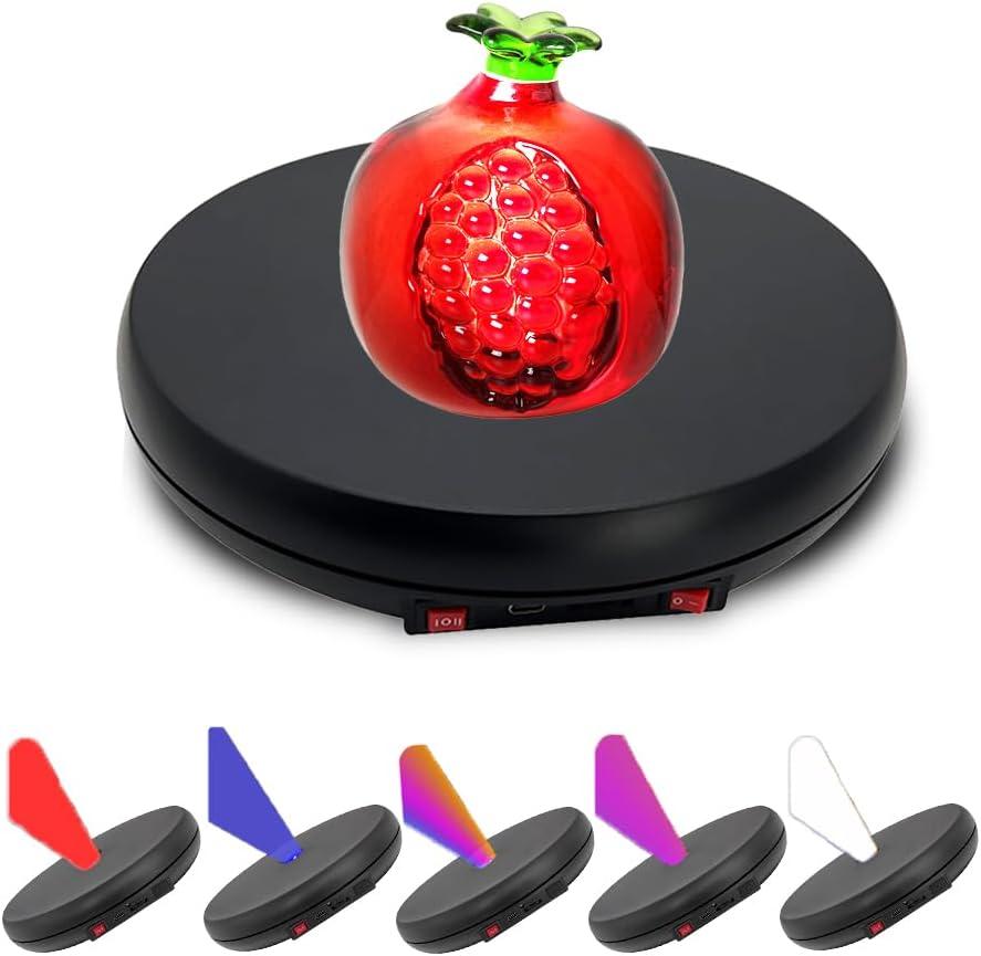 JAYEGT Motorized Rotating Display Stand with 5 Color LED Light , 10 inch /55lbs Load, 360 Degree Electronic Turntable Display Stand for Photography Products Shows, Jewelry, Watch, 3D Models, Cake