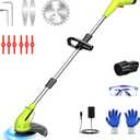 GardenJoy Weed Wacker Battery Operated: 12V Cordless Grass Trimmer with 2.0Ah Battery, Fast Charger and 3 Types Cutting Blade, Portable Electric Lawn Trimmer for Garden Yard Weeding Work