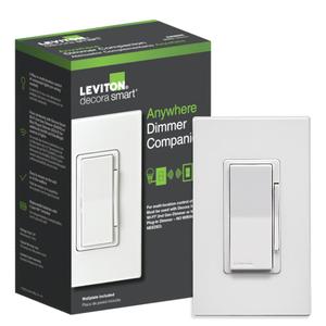 Leviton Decora Smart Dimmer Anywhere Companion, Add Wire-Free 3-Way/4-Way/5-Way On/Off/Dim/Bright Control to Decora Smart Wi-Fi 2nd Gen Dimmers, DAWDC-1RW, White