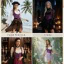 Scarlet Darkness Corset Tops for Women Renaissance Under bust Corset Boned Lace Up Corsets (S)