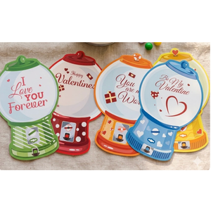 Valentines Candy Cards Gift Set - 36 PCS DIY Craft Treat Holder Bulk Class Valentines Candy Exchange Gifts for Couples Families Party Gift, Bubble Gum Machine