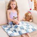 yescool Weighted Lap Blanket 2 Pounds Cooling Weighted Lap Pad, Plaid Small Weighted Blanket, Blue Weighted Throw Blanket for Travel Indoor Outdoor, 20"x30"