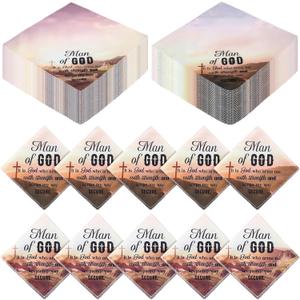 Ceenna 50 Pcs Christian Fathers Ideal Day Gift for Church Bulk Man of God Handkerchief Bible Verse Handkerchiefs Religious Inspirational Quote Gift for Him Men Dad