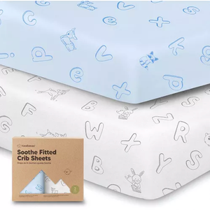 KeaBabies 2Pack Organic Crib Sheets for Boys, Girls  52x28 Fitted Crib Mattress Sheet Neutral, Breathable Jersey Cotton Cover for Baby Bed, Toddler Mattress, Soft & Cute Prints (ABC Land Sky)