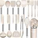 Stainless Steel Kitchen Cooking Utensil Set, Umite Chef 15 pcs Utensils - Nonstick Cookware Set Spatula -Kitchen Gadgets Tools Gift (Khaki)
