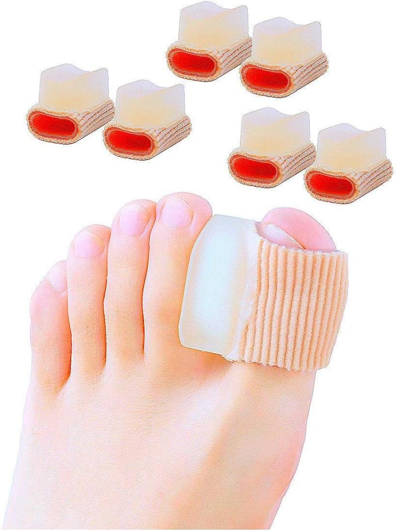 Povihome 6 Pack Gel Toe Spacer Separators(0.6'' Thick), Bunion Corrector for Overlapping Toe (1st/2nd Toe), Silicone Toe Spacers with Soft Gel Lining for Hallux & Bunion Pain Relief (Beige)