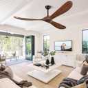 ABZ Ceiling Fans without Lights - 72 Inch Outdoor Ceiling Fans no Lights with Remote Control, 3 Blade Solid Wood Large Ceiling Fan for Patios Living Room Bedroom