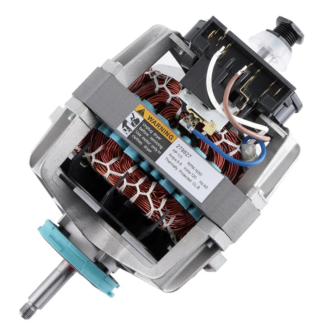 279827 W10396029 Dryer Drive Motor with Pulley Replacement for Whirlpool Amana Maytag Kitchenaid Kenmore 110 Series, Fits WED4815EW1/0, NED4655EW1/0, MEDC215EW1/0, MEDX655DW1/0, LER3624EQ1/0.