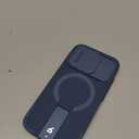 SURITCH for iPhone 15 Pro Case with Magnetic Camera Slide Cover and Adjustable Kickstand, Compatible with MagSafe, Shockproof Bumper Case Slim Protective Cover 6.1 Inch, Blue