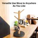 2 x Wisuce Bamboo Mug Holder - Black Coffee Mug Tree Stand for Countertop - Organizer (Black Natural (6 Hooks))